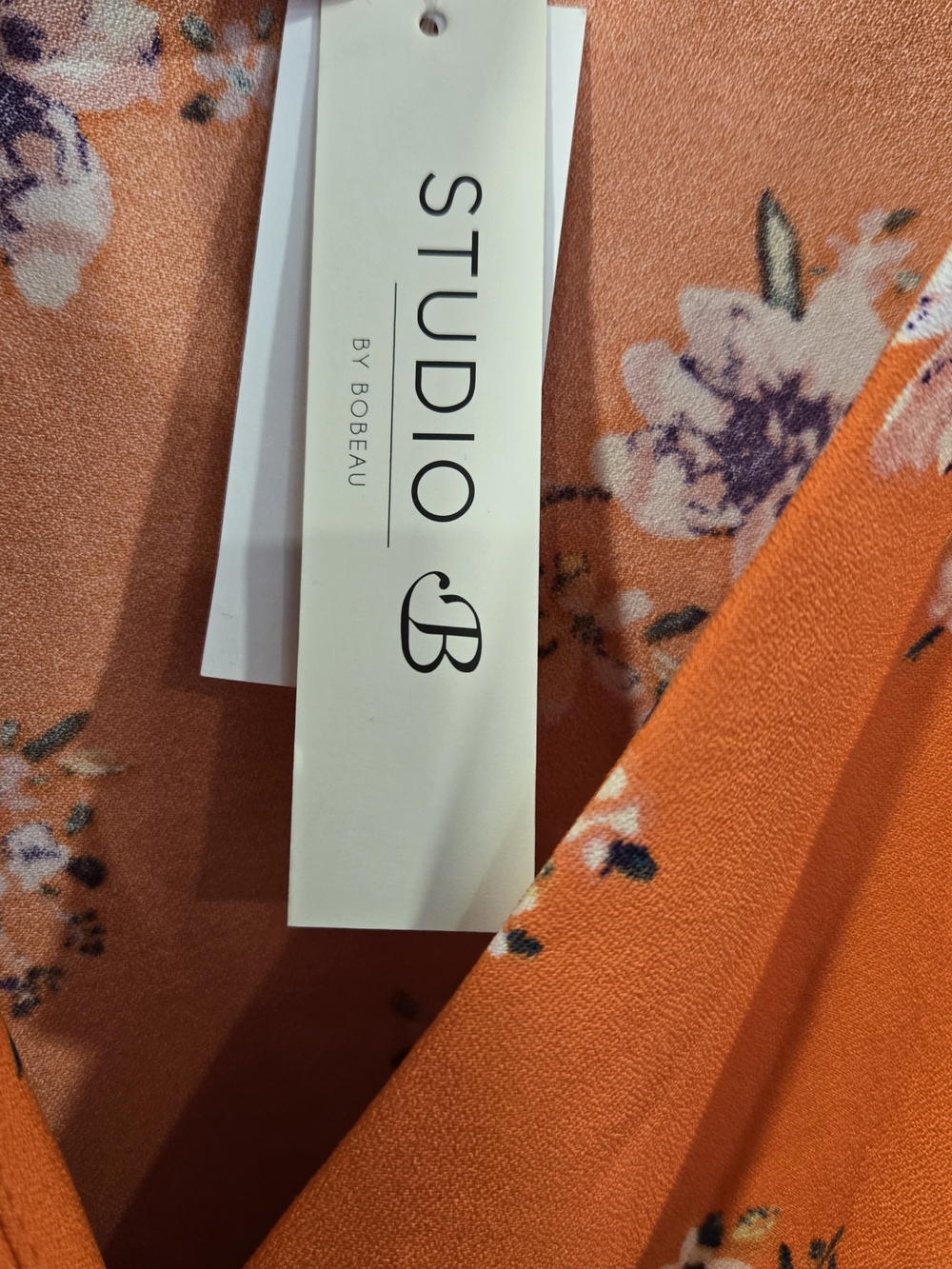 Studio B Orange Floral Wrap Dress with Tie Waist NWT L - Picture 4 of 5